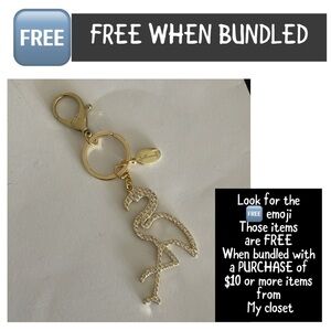 🆓 FREE When Bundled Hallmark Blinged Gold Tone Flamingo Keychain